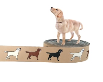 Webband Hund "Labrador Retriever" Borte, beige, 25mm breit, Hunde, 1 Meter