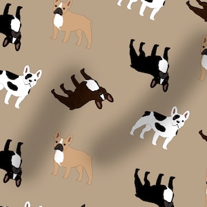 French Bulldog fabric, dog fabric, 100% cotton, dogs, washable, tan, Bully, 100cm wide