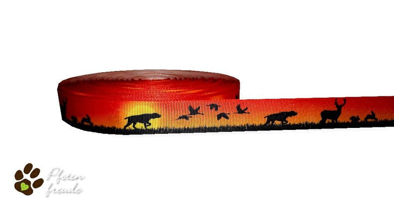 1m Hunting dogs dog ribbon, 22mm wide, colorful image 1