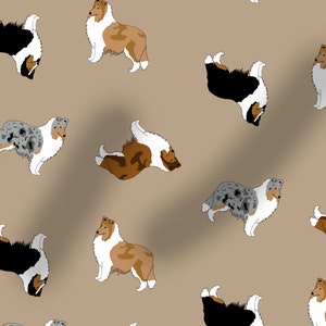 Collie Sheltie dog pattern fabric, dog fabric, 100% cotton, dogs, washable, 100cm length