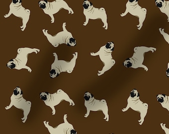 Pug pattern fabric, dog fabric, 100% cotton, dogs, washable, 100cm wide