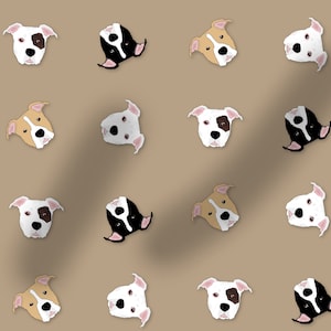 AmStaff Pitbull pattern fabric, dog fabric, 100% cotton, dogs, washable, brown, American Staffordshire Terrier, 100cm length