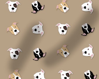 AmStaff Pitbull pattern fabric, dog fabric, 100% cotton, dogs, washable, brown, American Staffordshire Terrier, 100cm wide