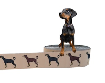 Webband Hund "Dobermann" Borte, beige, 24mm, Hunde, 1 Meter