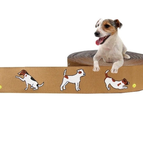 Webband Hund "Parson / Jack Russell" Borte, beige, 19mm, Hunde, 1 Meter