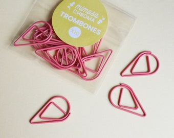 Set of teardrop-shaped paper clips (pink) - wedding or birth announcement embellishment