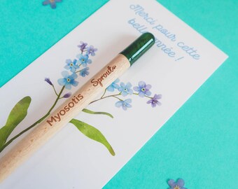Myosotis Plantable Pencil - End of school year gift for teacher, ATSEM, nanny - Floral Thank You Card to offer