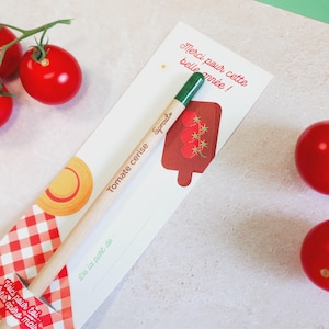 Crayon à planter “Tomate cerise” - Cadeau original fin d’année scolaire maîtresse/maître, ATSEM, nounou