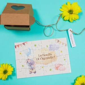 Carte puzzle annonce grossesse "La famille va s'agrandir"