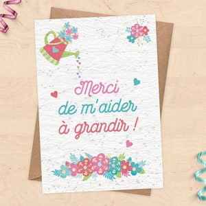 Carte à planter pour cadeau nounou, Maîtresse, ATSEM - merci nounou, merci atsem, merci maitresse