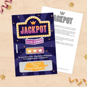 Carte à gratter demande témoin, demoiselle d'honneur ou demande parrain, marraine - Style ticket de jeu à gratter