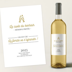Etiquette bouteille de vin personnalisée - annonce grossesse, demande parrain/marraine