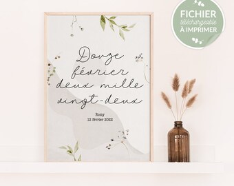 Personalized Birth/Wedding Poster - Boho Calligraphy Date Poster