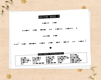 Carte annonce grossesse - message codé "La famille va s'agrandir !" en morse