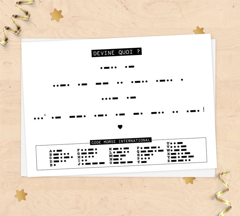 Carte annonce grossesse - message codé "La famille va s'agrandir !" en morse image 1