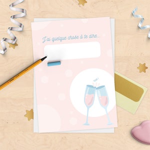 Carte à gratter personnalisée annonce grossesse ou fiançailles, demande de témoin, parrain/marraine ! Collection champagne