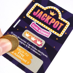 Carte à gratter demande témoin, demoiselle d'honneur ou demande parrain, marraine - Style ticket de jeu à gratter image 4
