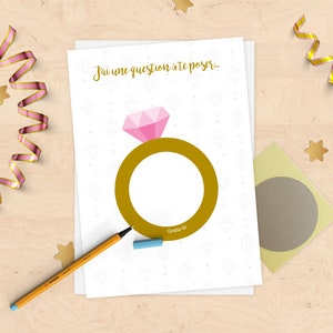 Carte à gratter personnalisée annonce fiançailles, mariage, pacs, demande de témoin ! Collection bague