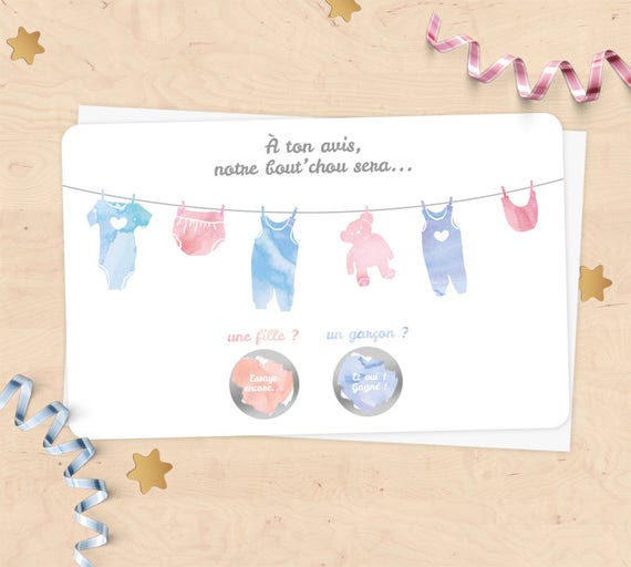 Mini Carte A Gratter Annonce Grossesse Sexe Du Bebe Fille Ou Etsy