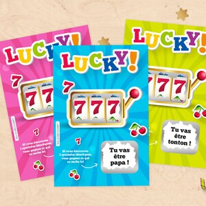 Carte à gratter annonce grossesse - Style ticket de jeu à gratter pour futur papa, tonton, tata, grand-mère et grand-père !