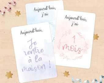 Milestones baby cards - Birth gift, mother-to-be gift, baby gift