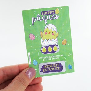 Carte à gratter annonce grossesse Style ticket de jeu à gratter spécial Pâques image 4