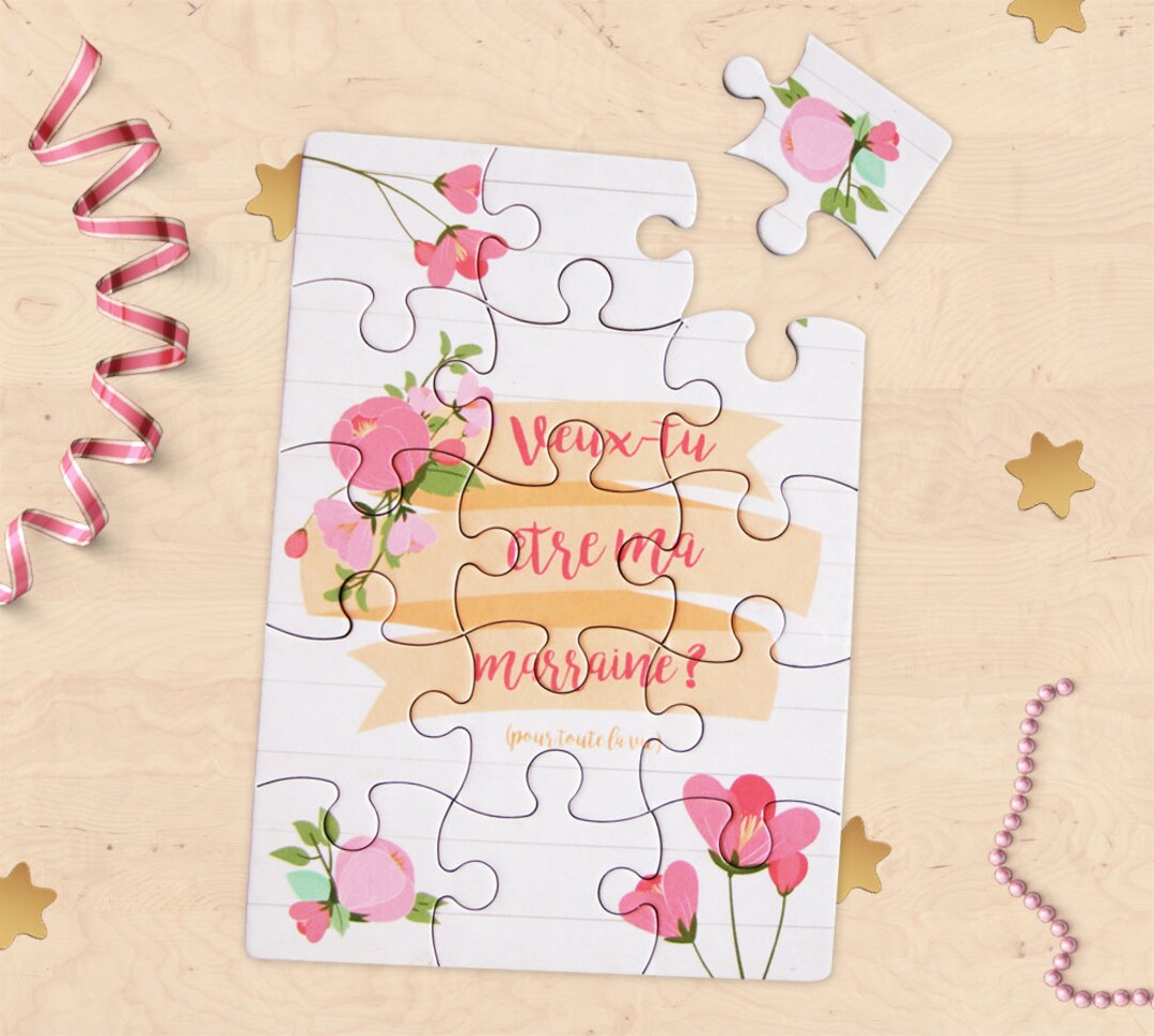 Carte puzzle demande de parrain/marraine, cadeaux parrain et marraine ...