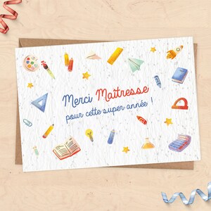 Carte à planter Merci Maîtresse/Maître/Nounou pour cette super année ! - Cadeau de fin d'année scolaire