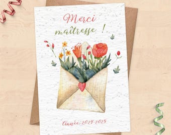 Plantbare kaart als cadeau voor de leraar - bedankt leraar!