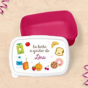 Boîte à goûter personnalisée, lunch box, boîte à repas avec prénom enfant pour goûter, rentrée des classes