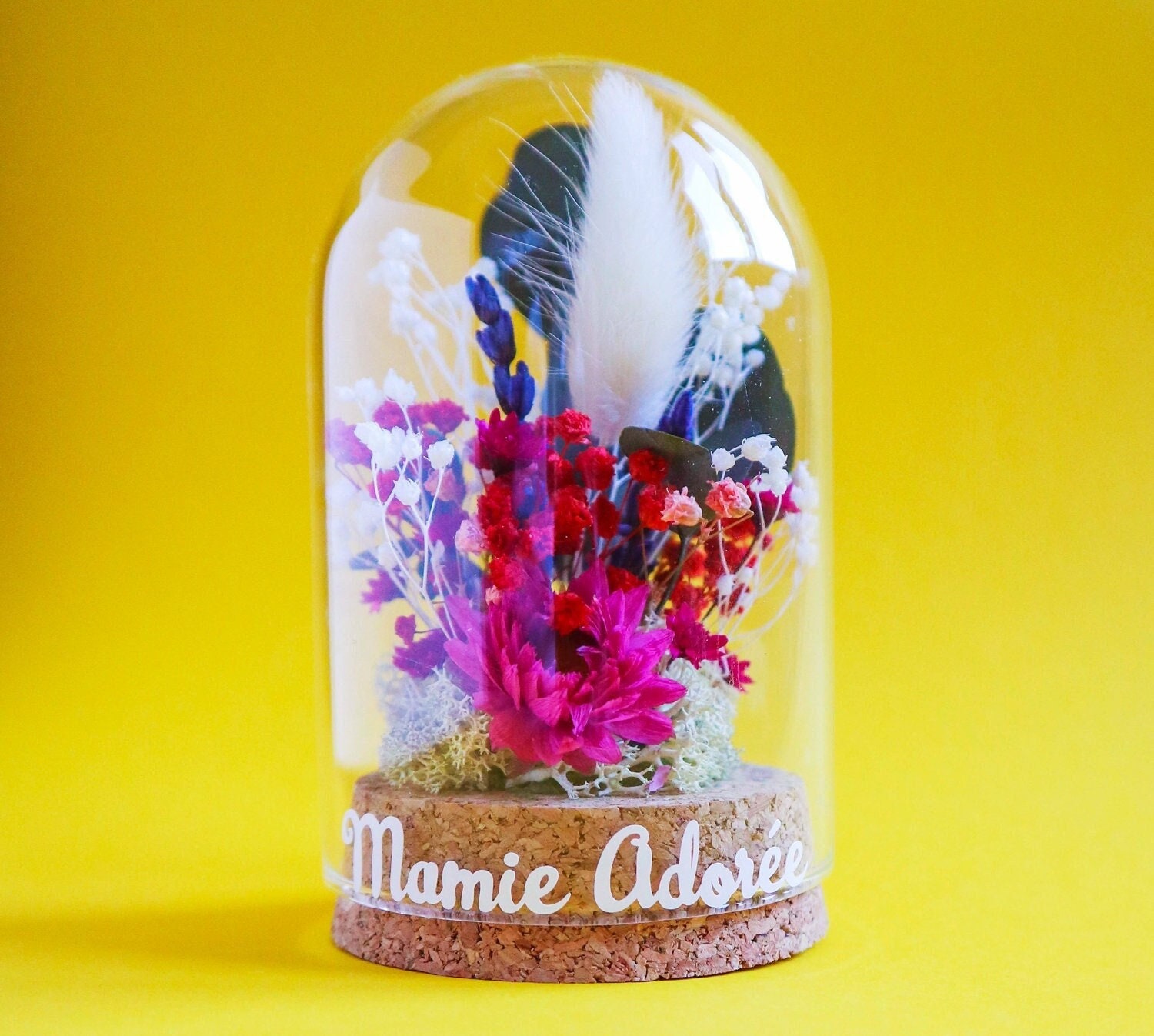 Mini Cloche de Fleurs Séchées Personnalisée - Fête Des Grands-Mères