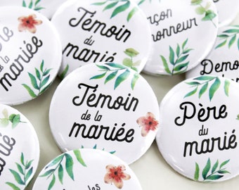 Wedding badges for witnesses and family - Plant collection