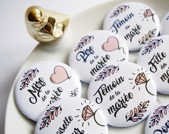 Wedding badges for witnesses and family - Romantic sweetness collection