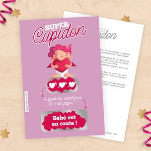 Carte à gratter annonce grossesse ou mariage - Style ticket de jeu à gratter spécial Saint Valentin !