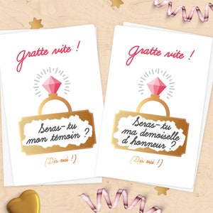 Mini scratch card witness request, bridesmaid wedding - ring pattern