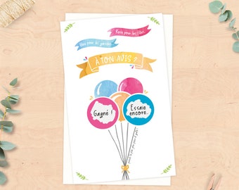 Mini scratch card advertises pregnancy, sex of baby, girl or boy - balloon collection