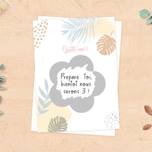 Carte à gratter à personnaliser pour demande en mariage, annonce grossesse - Style boho