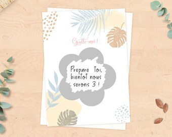 Carte à gratter à personnaliser pour demande en mariage, annonce grossesse - Style boho