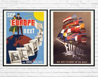 Cold War Vintage Europe Travel Posters Print Set Marshall - Etsy