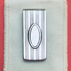 Retirado James Avery Sterling Silver 925 Striped Engravable Money Clip - unisex - Viene en una bolsa y caja JA