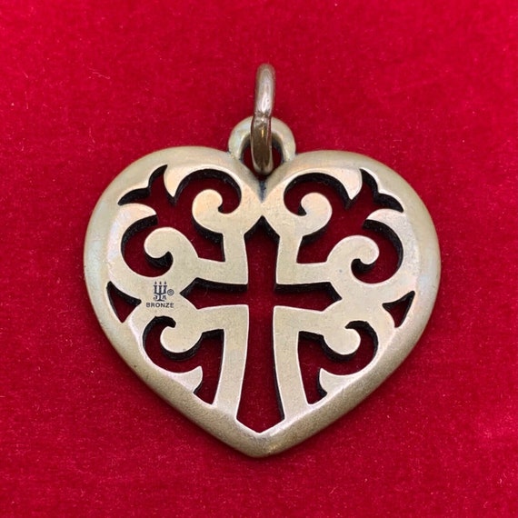 James Avery Regal Heart Pendant Retired Love Scroll Cross Bronze Etsy Canada
