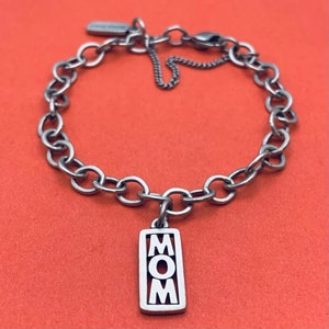 James Avery Forged Charm Bracelet with Retired Mom Charm 7” Sterling Silver 925
