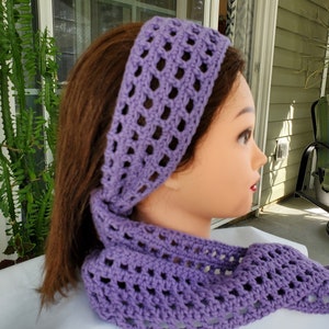 Crochet Boho Headwrap, Handmade Hair Scarf
