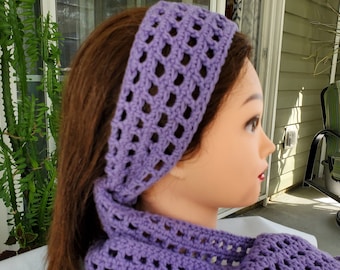 Crochet Boho Headwrap, Handmade Hair Scarf