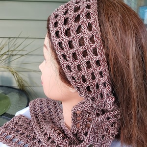 Crochet Boho Headwrap, Handmade Cotton Hair Scarf