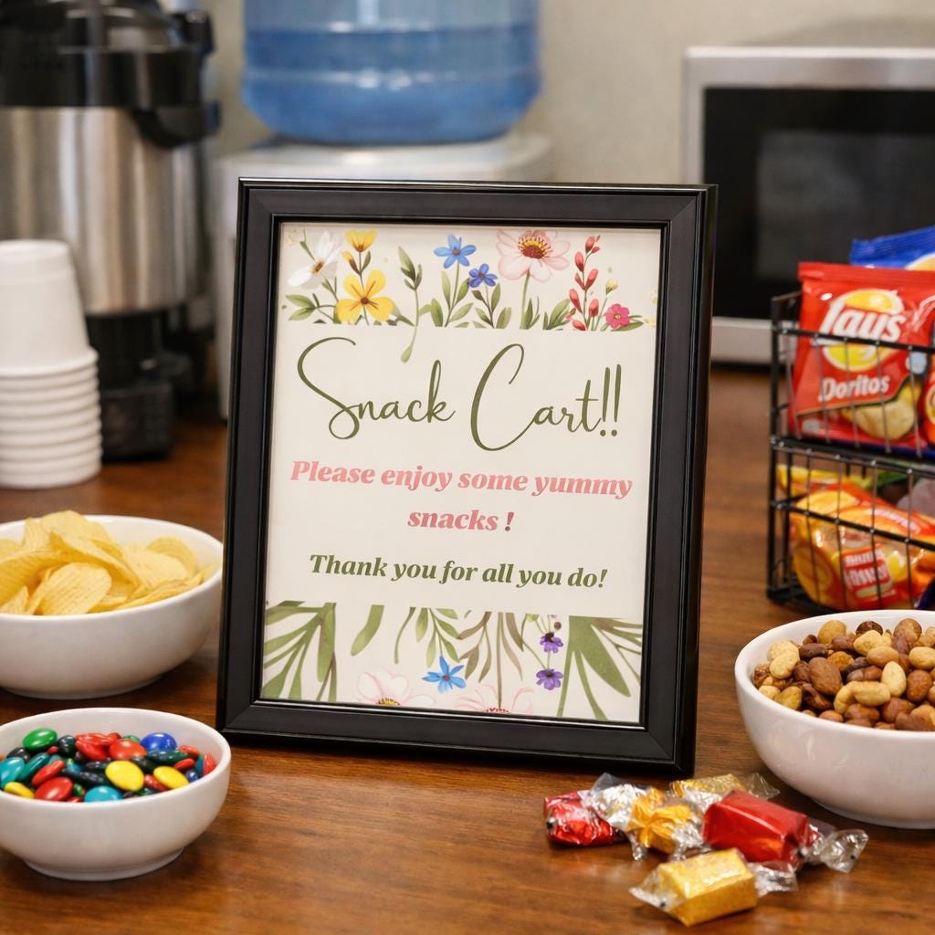 Snack Cart Sign- Floral - Etsy