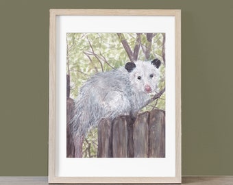 Original Watercolor Painting:  Weathered the Storm Opossum