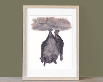 Gray Bat Myotis grisescens Giclee Fine Art Prints from original watercolor painting by artist Joy Neasley