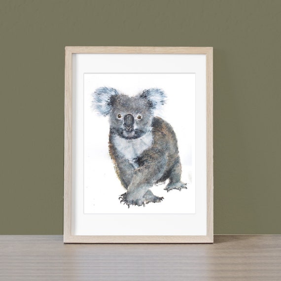 Australian Koala Bear Giclee Print, Wall Art Decor Created From Original Watercolor Painting by Artist Joy Neasley