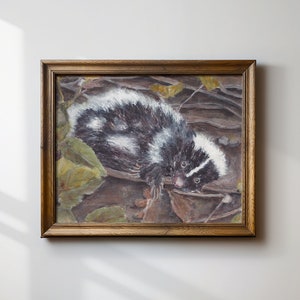 Original Watercolor Painting: Moonbeam The Whimsical Woodland Skunk , 10 x 8 Size image 7